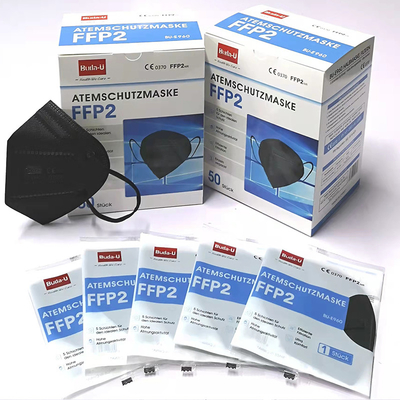 Schwarze Entstörungshalbmaske FFP2, nichtgewebte Respirator-Maske, Summe 5 Schichten mit dem Zeichnen von Schicht-Weiß, CER 0370 u. FDA