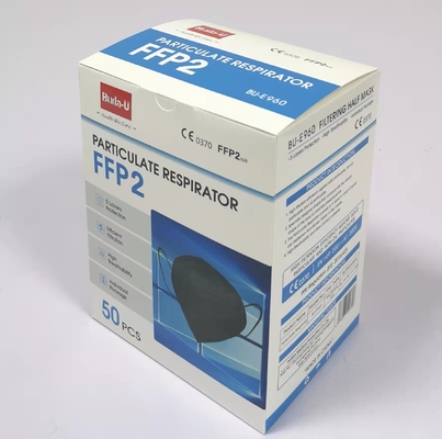 Schützende FFP2 Gesichtsmaske mit CER 0370, FFP2 Atemschutzmaske mit gutem verpackendem Kasten, schwarze Farbe, 50pcs/Kasten