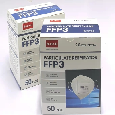 Gesichtsmaske-Respirator Buda-U FFP3, nichtgewebte schützende Gesichtsmaske CE0370 mit 2 Schichten wässern Gewebe Electret Meltblown