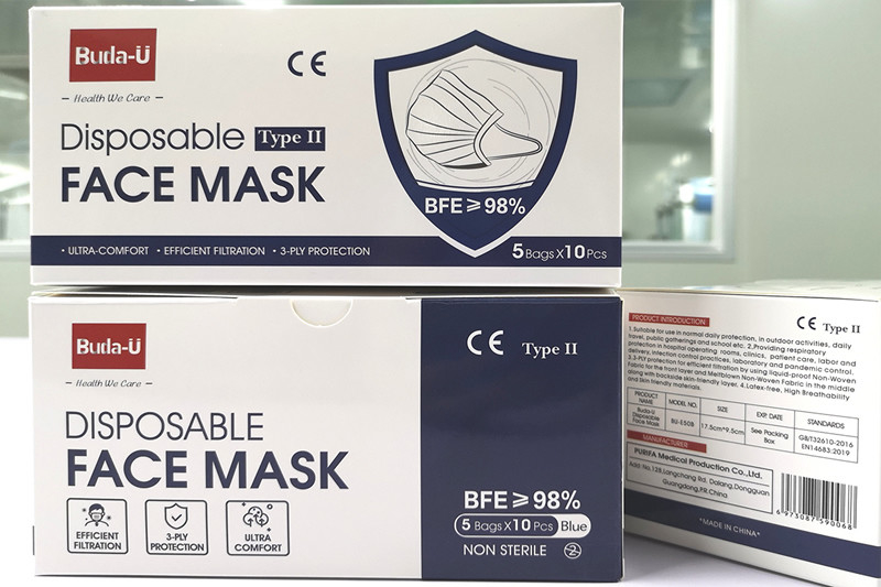Astm Level 2 Medizinische Einweg-Gesichtsmaske Hohe Filtrationsrate Ce Eua En14683